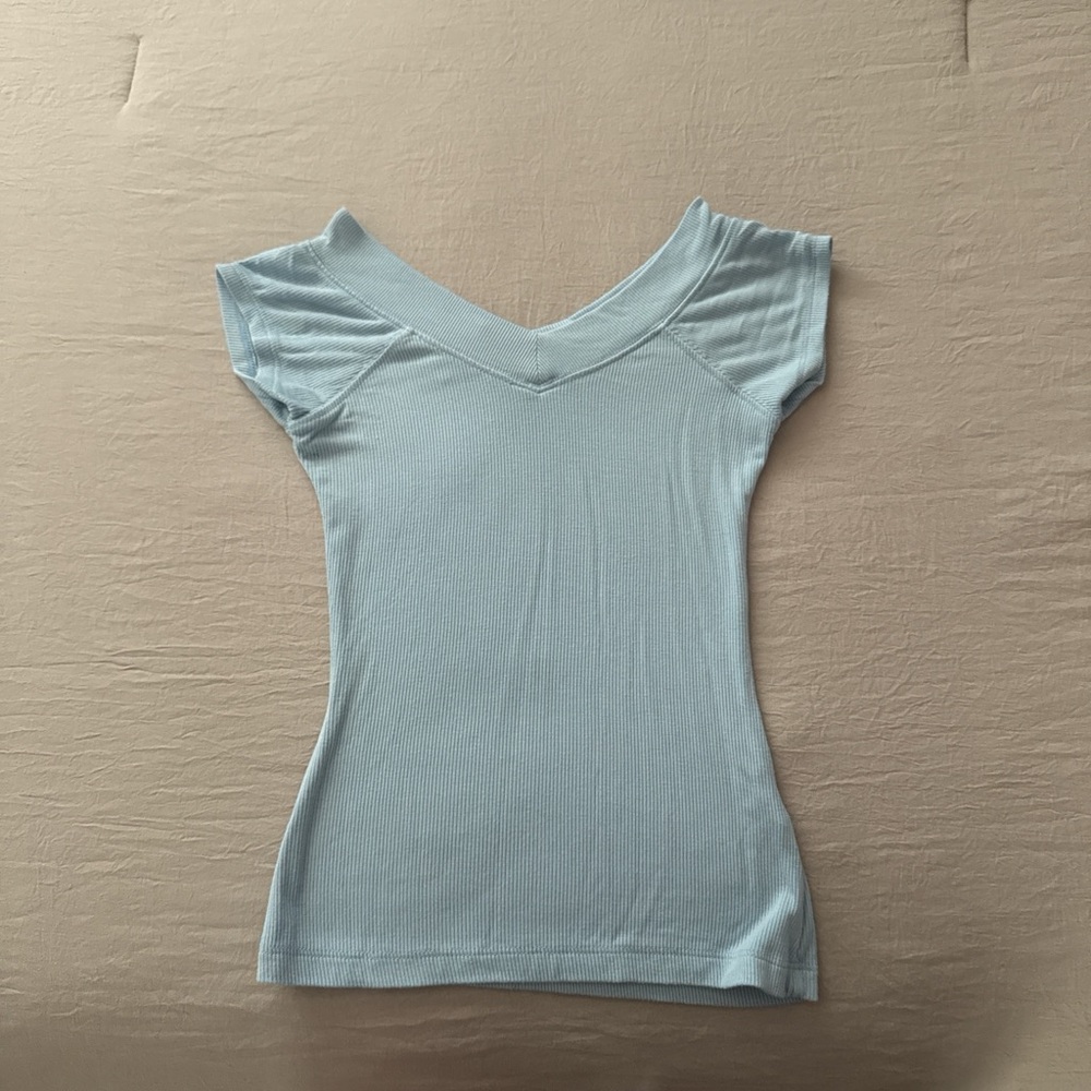 Urban Outfitters Sky Blue V-Neck Tee